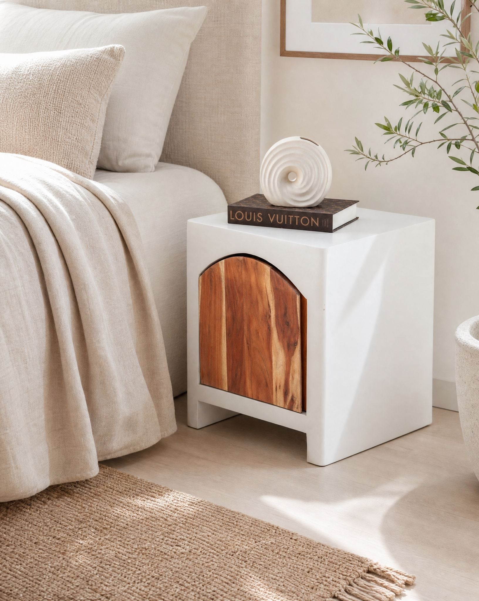 Natura Curve Wooden Nightstand Table - Art and craft furniture