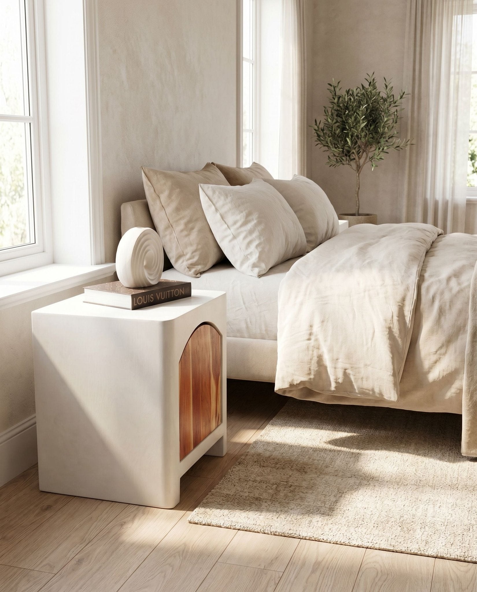 Natura Curve Wooden Nightstand Table - Art and craft furniture