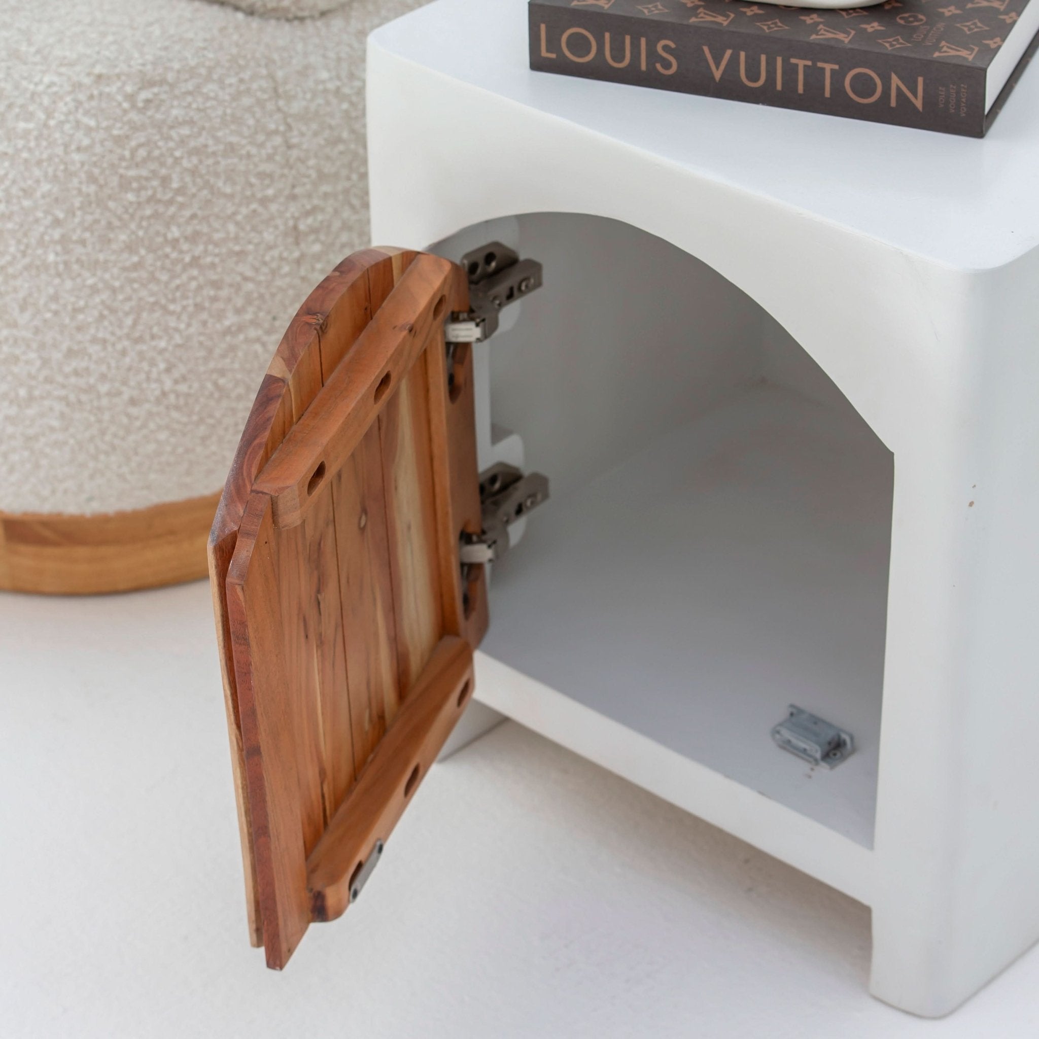 NATURA CURVE WOODEN NIGHTSTAND TABLE - Art and craft furniture