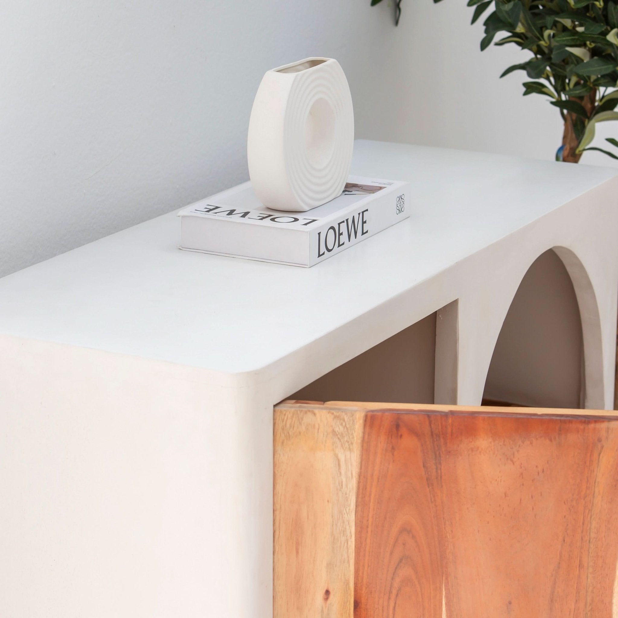 NATURA CURVE WOODEN ONE DOOR SIDEBOARD - Art and craft furniture