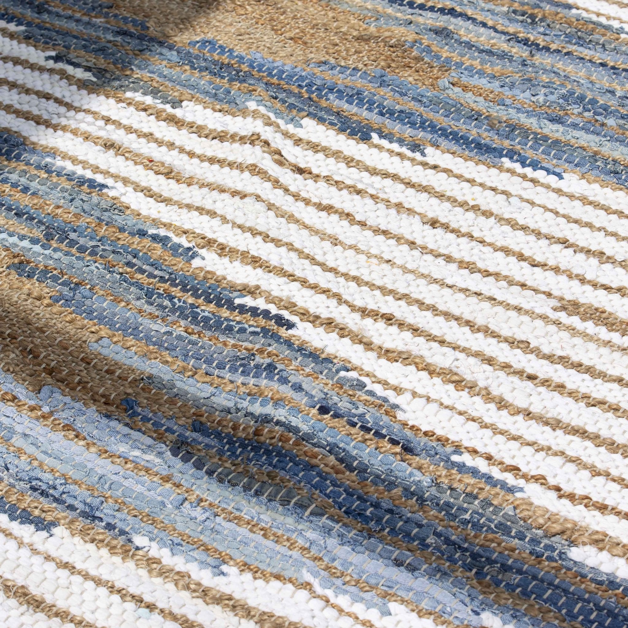 NEXUS WEAVE COTTON DENIM & JUTE GEO PATTERN RUG - Art and craft furniture