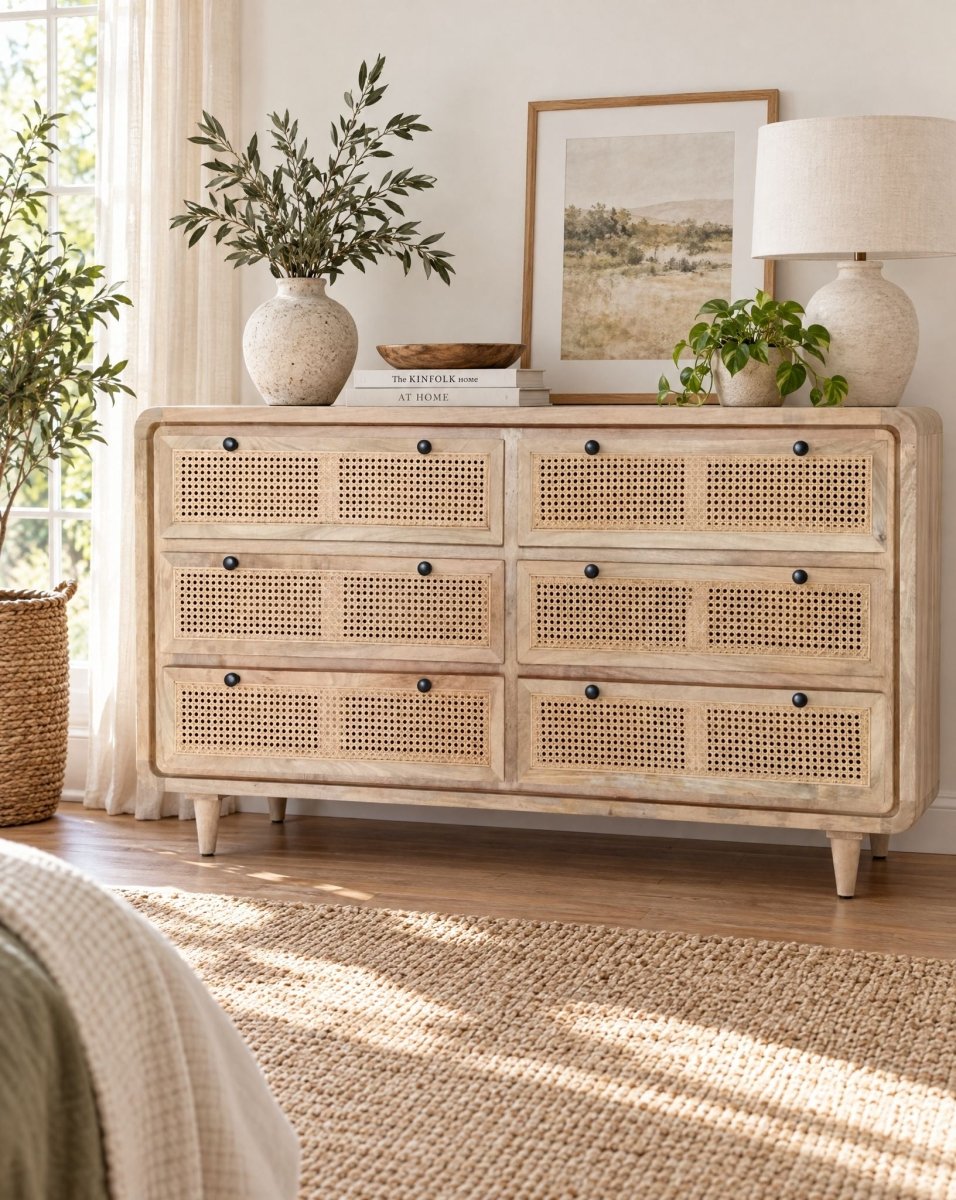 Novara 6 Drawer Mango Wood Chest - Art and craft furniture