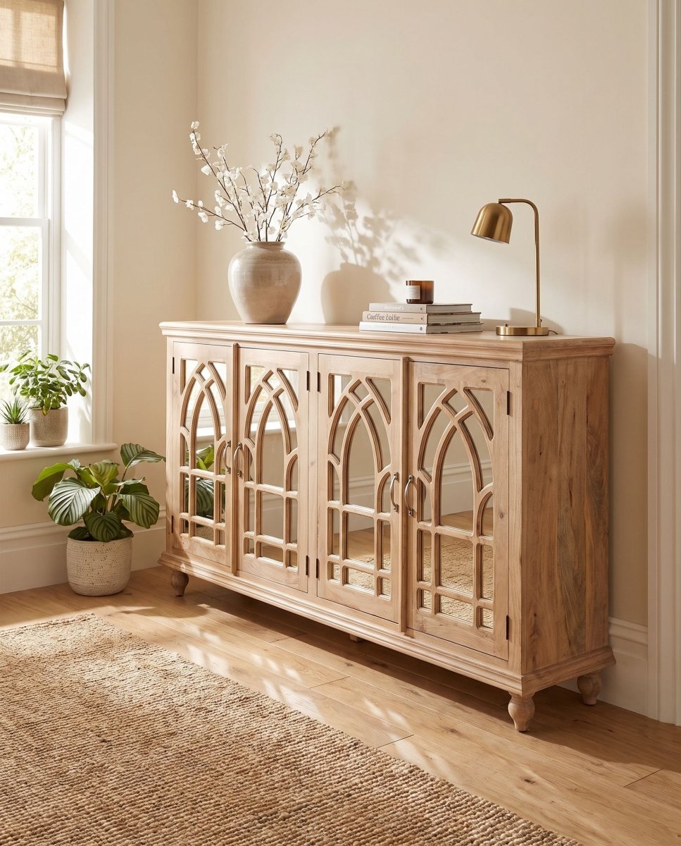Novera Mango Wood 4 Door Sideboard Cabinet - Art and craft furniture