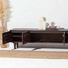 NUVOR-BROWN WOODEN FOUR DOOR TV STAND - Art and craft furniture