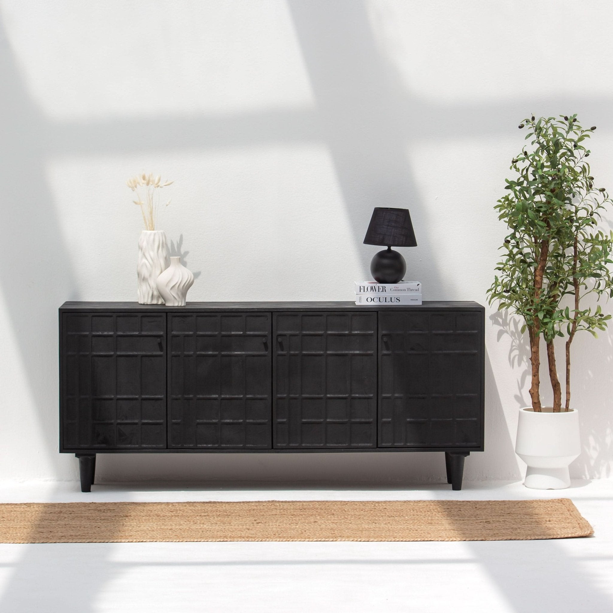 NUVOR WOODEN FOUR DOOR SIDEBOARD - Art and craft furniture