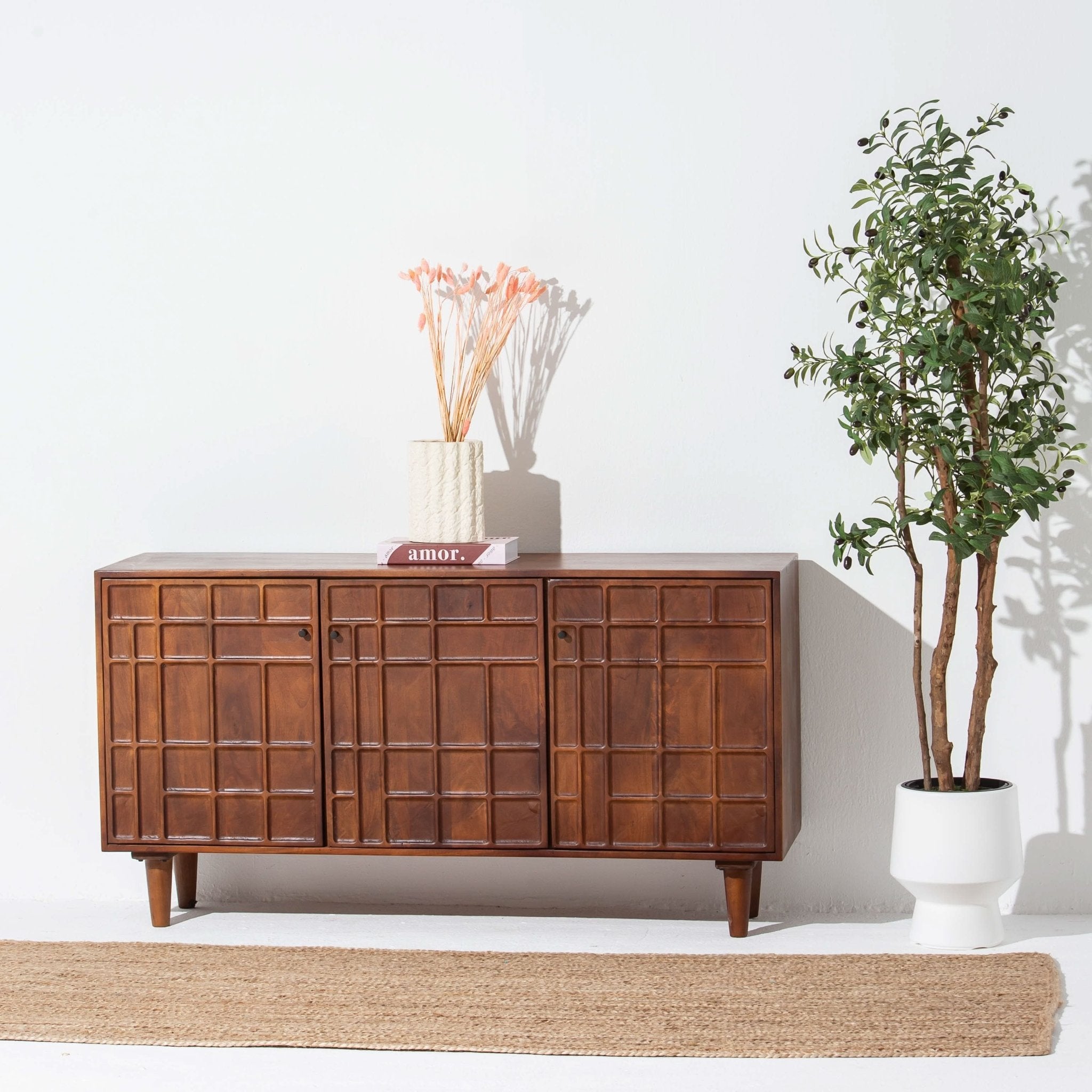 NUVOR WOODEN THREE DOOR SIDEBOARD - Art and craft furniture