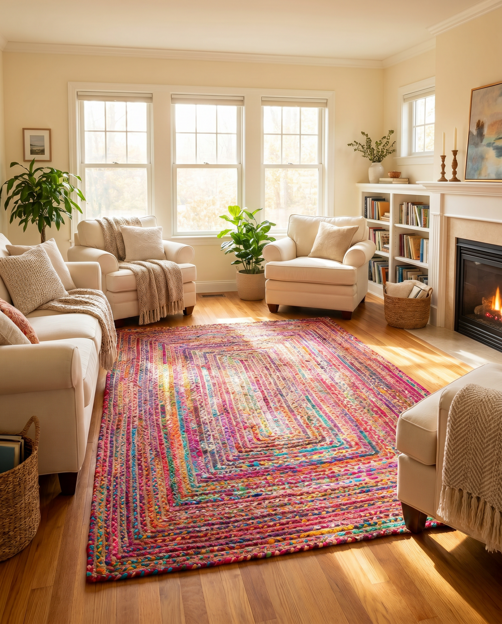 Oasis Charm Jute & Chindi Handmade Rug - Art and craft furniture