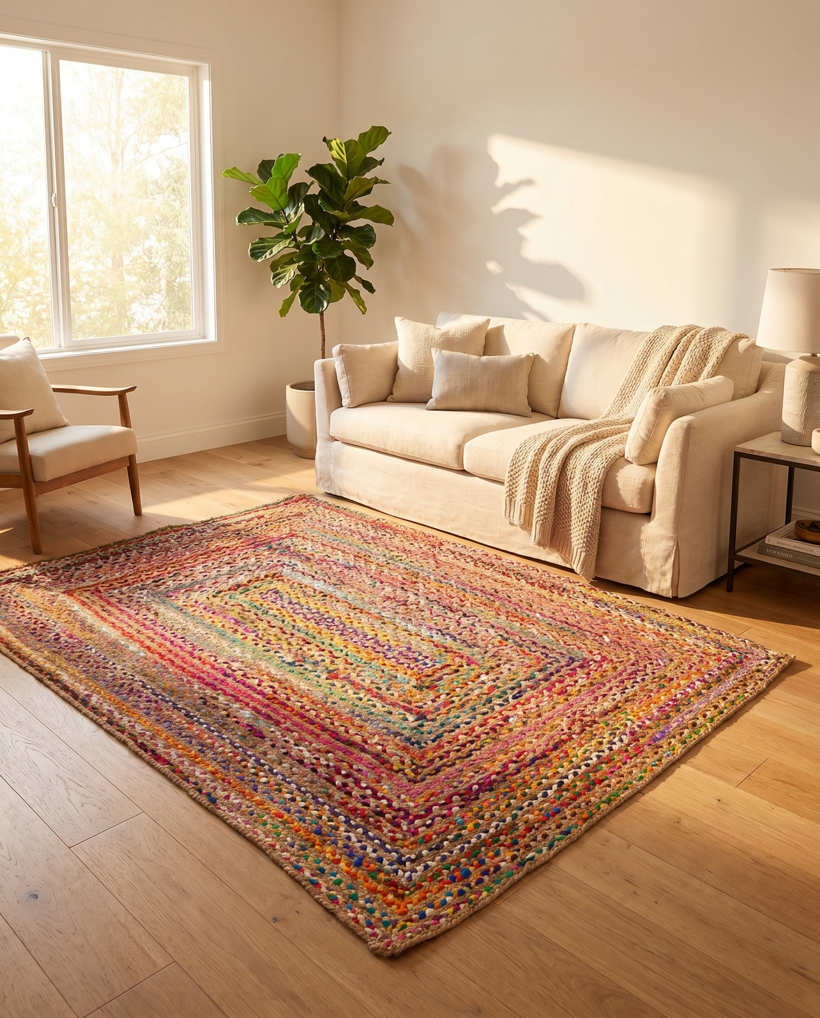 Oasis Charm Jute & Chindi Handmade Rug - Art and craft furniture