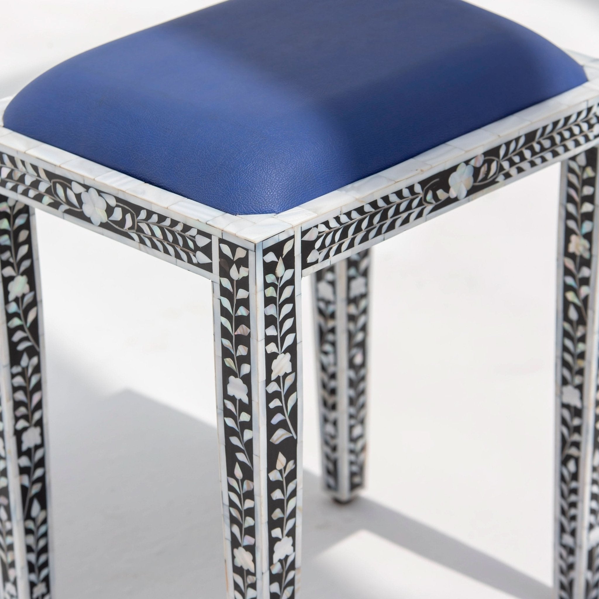 OCEAN-BLACK MOTHER OF PEARL SEATING STOOL - Art and craft furniture