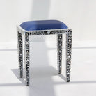 OCEAN-BLACK MOTHER OF PEARL SEATING STOOL - Art and craft furniture