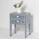 OCEAN-BLACK MOTHER OF PEARL TWO DRAWER BEDSIDE TABLE - Art and craft furniture