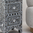 OCEAN-BLACK MOTHER OF PEARL TWO DRAWER BEDSIDE TABLE - Art and craft furniture