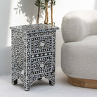 OCEAN-BLACK MOTHER OF PEARL TWO DRAWER BEDSIDE TABLE - Art and craft furniture
