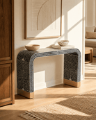OCEAN-BLACK MOTHER OF PEARL U SHAPE CONSOLE TABLE - Art and craft furniture
