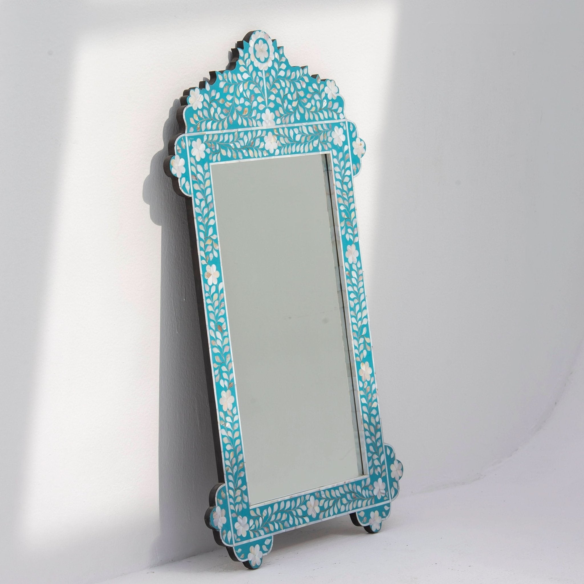 OCEAN-BLUE MOTHER OF PEARL MIRROR FRAME - Art and craft furniture