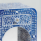 OCEAN-BLUE MOTHER OF PEARL ONE DRAWER BEDSIDE TABLE - Art and craft furniture