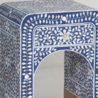 OCEAN-BLUE MOTHER OF PEARL ONE DRAWER BEDSIDE TABLE - Art and craft furniture