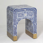 OCEAN-BLUE MOTHER OF PEARL ONE DRAWER BEDSIDE TABLE - Art and craft furniture