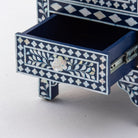 OCEAN-BLUE MOTHER OF PEARL THREE DRAWER BEDSIDE TABLE - Art and craft furniture
