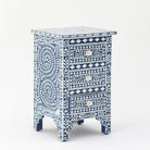 OCEAN-BLUE MOTHER OF PEARL THREE DRAWER BEDSIDE TABLE - Art and craft furniture