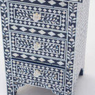 OCEAN-BLUE MOTHER OF PEARL THREE DRAWER BEDSIDE TABLE - Art and craft furniture