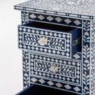 OCEAN-BLUE MOTHER OF PEARL THREE DRAWER BEDSIDE TABLE - Art and craft furniture