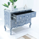 OCEAN-BLUE MOTHER OF PEARL TWO DRAWER DRAWCHEST - Art and craft furniture