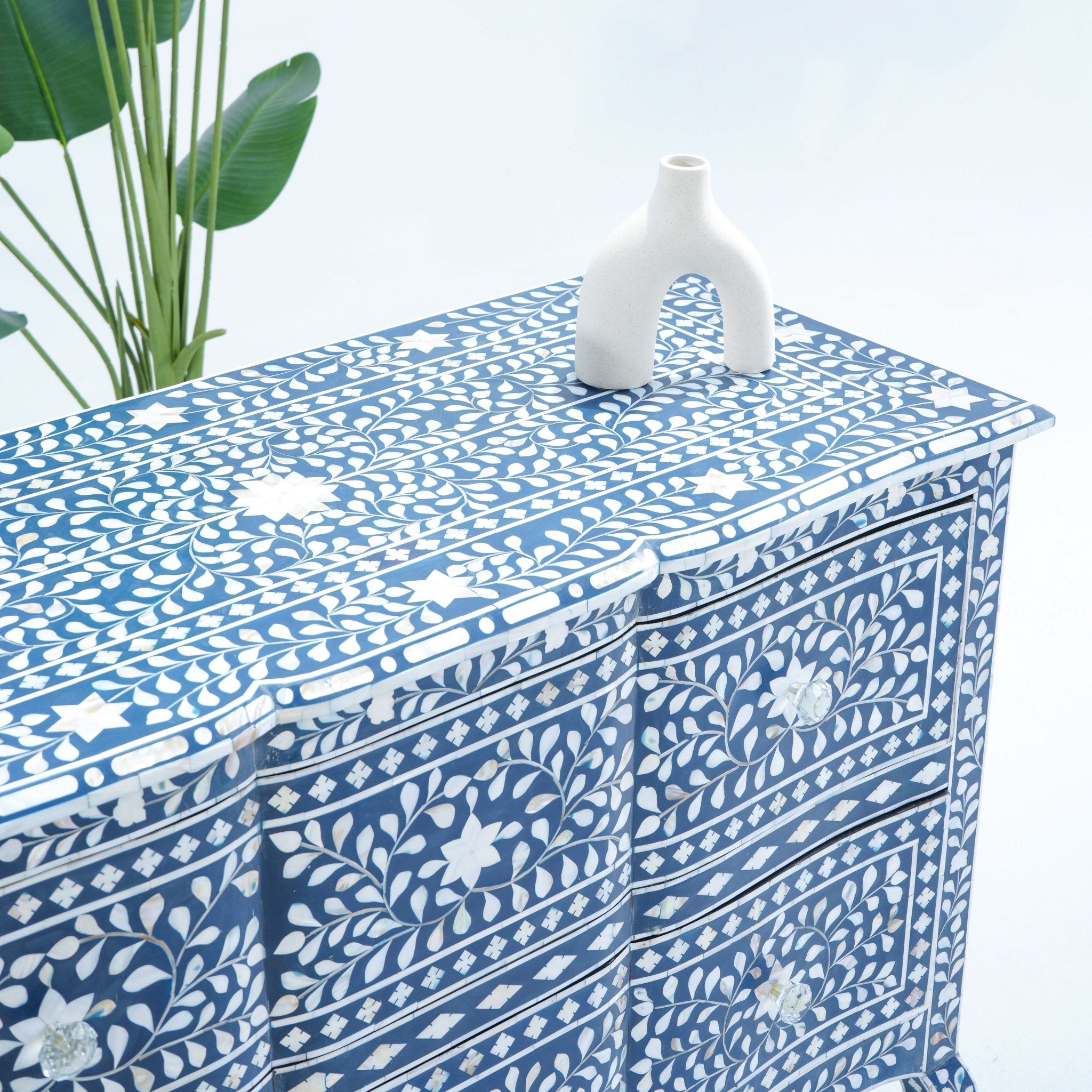 OCEAN-BLUE MOTHER OF PEARL TWO DRAWER DRAWCHEST - Art and craft furniture