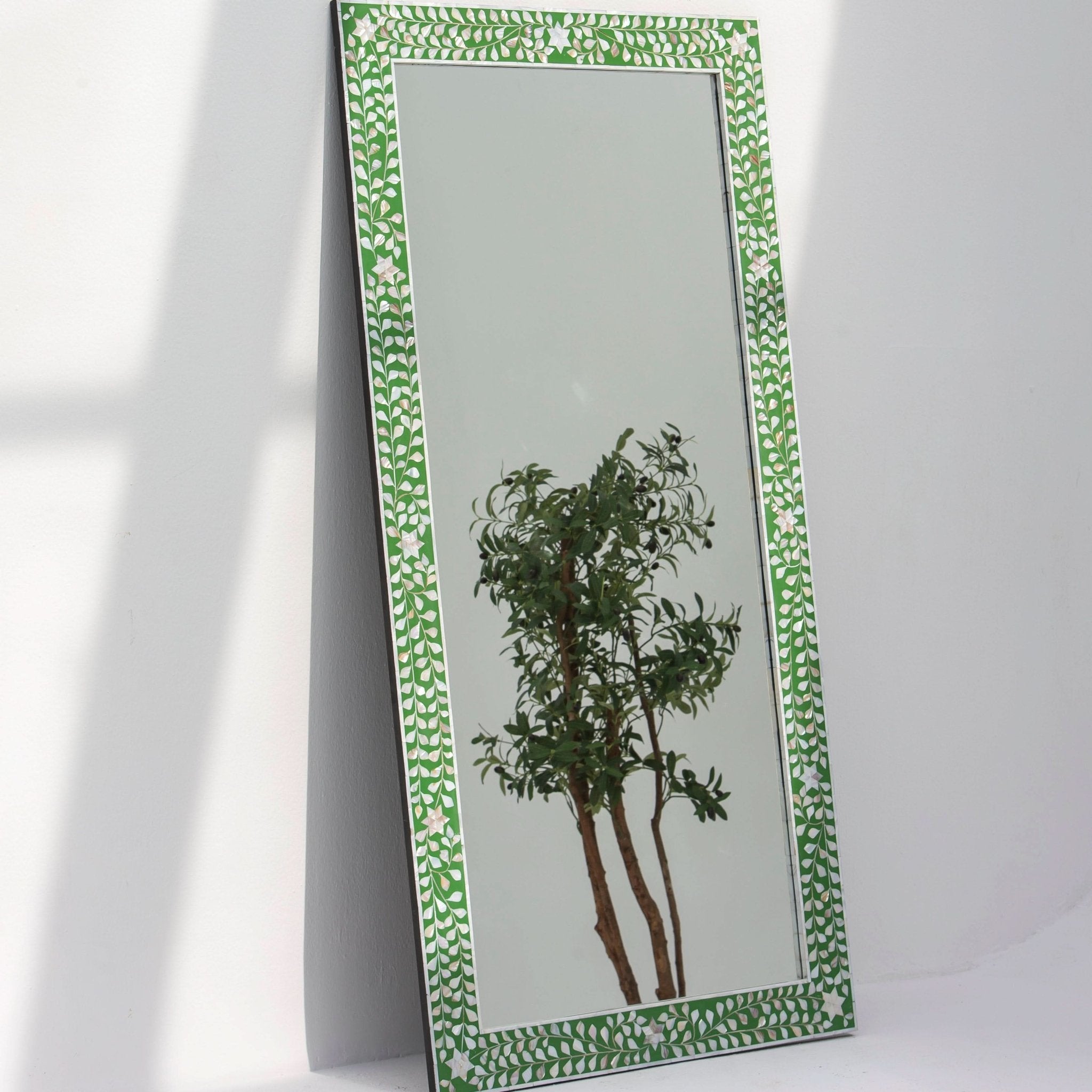 OCEAN-GREEN MOTHER OF PEARL MIRROR FRAME - Art and craft furniture