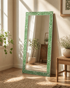 OCEAN-GREEN MOTHER OF PEARL MIRROR FRAME - Art and craft furniture