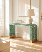 OCEAN-GREEN MOTHER OF PEARL U SHAPE CONSOLE TABLE - Art and craft furniture