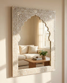 Ocean-Grey Mother of Pearl Frame Mirror - Art and craft furniture
