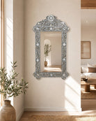 Ocean-Grey Mother of Pearl Frame Mirror - Art and craft furniture