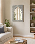 Ocean-Grey Mother of Pearl Frame Mirror - Art and craft furniture
