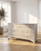 OCEAN-GREY MOTHER OF PEARL SEVEN DRAWER DRAWCHEST - Art and craft furniture
