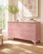 OCEAN-PINK MOTHER OF PEARL SEVEN DRAWER DRAWCHEST - Art and craft furniture