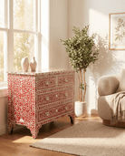 OCEAN-RED MOTHER OF PEARL CHEST OF DRAWER - Art and craft furniture