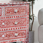 OCEAN-RED MOTHER OF PEARL CHEST OF DRAWER - Art and craft furniture