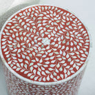 OCEAN-RED MOTHER OF PEARL ROUND SIDE TABLE - Art and craft furniture