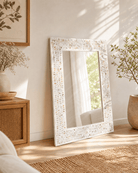 OCEAN-WHITE MOTHER OF PEARL MIRROR FRAME - Art and craft furniture