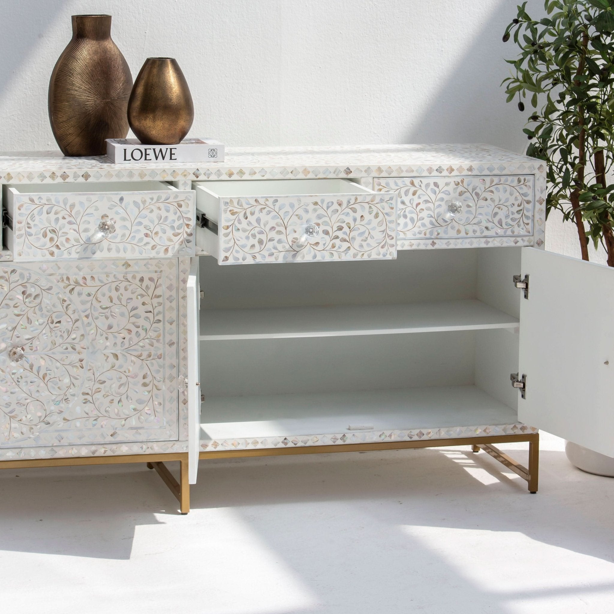 OCEAN-WHITE MOTHER OF PEARL SIDEBOARD - Art and craft furniture