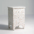 OCEAN-WHITE MOTHER OF PEARL THREE DRAWER BEDSIDE TABLE - Art and craft furniture