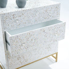 OCEAN-WHITE MOTHER OF PEARL THREE DRAWER DRAWCHEST - Art and craft furniture
