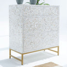 OCEAN-WHITE MOTHER OF PEARL THREE DRAWER DRAWCHEST - Art and craft furniture
