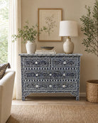 Oceanic Blue Mother Of Pearl Chest of Drawer - Art and craft furniture