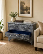 Oceanic Blue Mother Of Pearl Chest of Drawer - Art and craft furniture