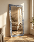 OCEANIC BLUE MOTHER OF PEARL MIRROR FRAME - Art and craft furniture