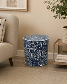 Oceanic Blue Mother Of Pearl Side Table - Art and craft furniture