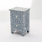 OCEANIC-BLUE MOTHER OF PEARL TWO DRAWER BEDSIDE TABLE - Art and craft furniture