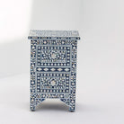 OCEANIC-BLUE MOTHER OF PEARL TWO DRAWER BEDSIDE TABLE - Art and craft furniture